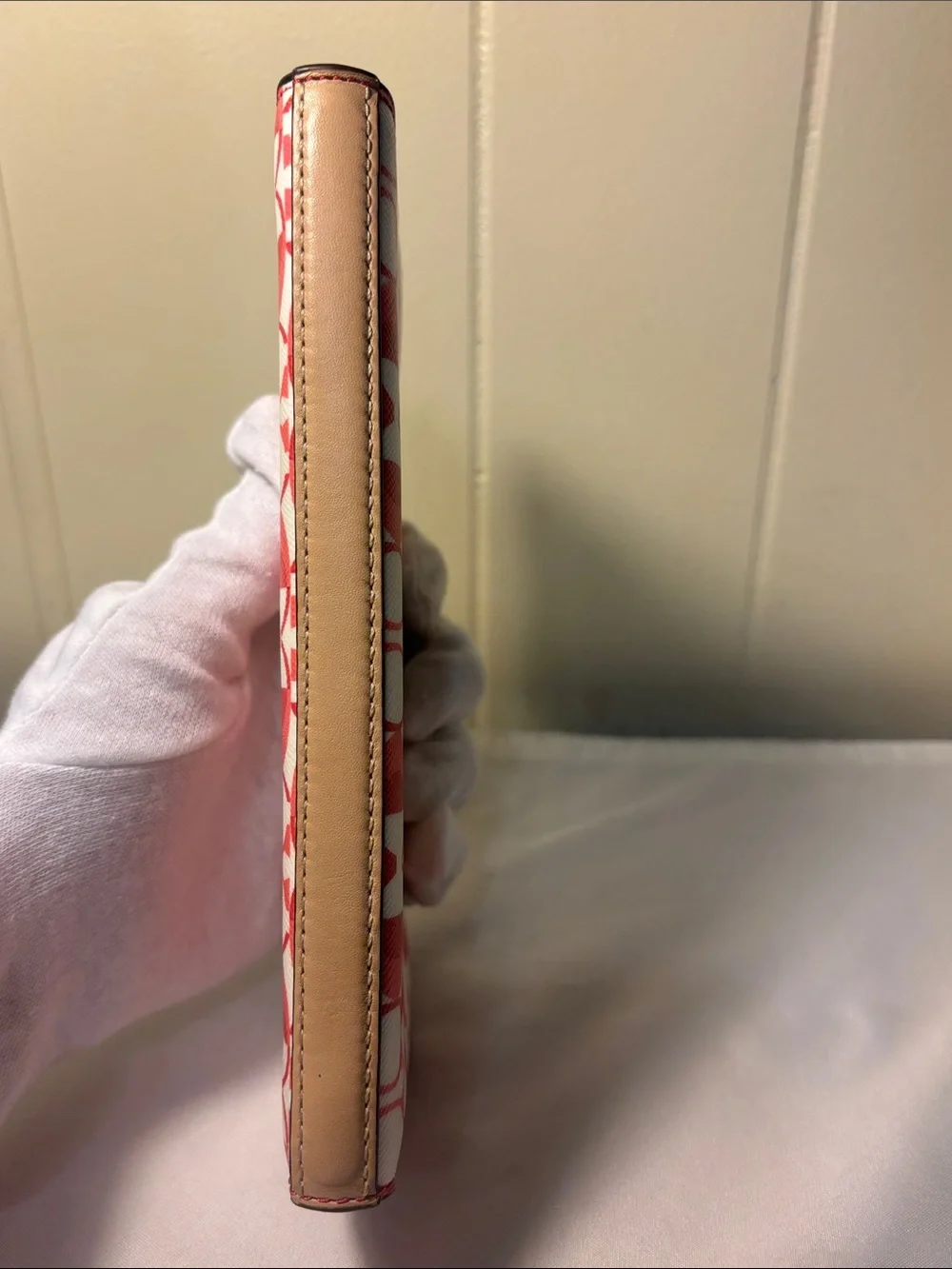 EUC Coach Peyton Dream C Slim Zip Around Wallet - White & Pomegranate Pink